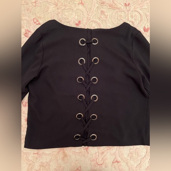 Design Lab Black Bell Sleeve Top With Cross Back - Picture 3 of 8